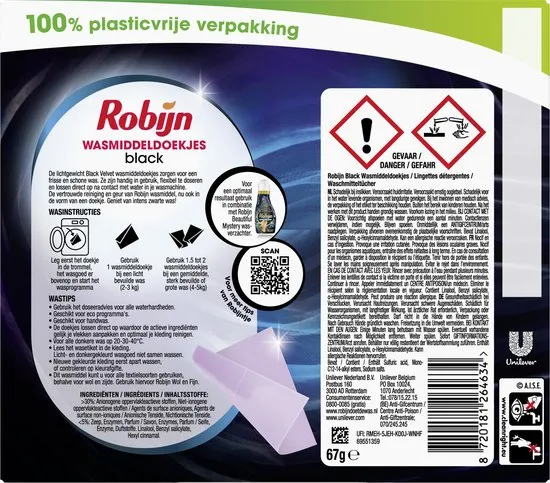 Robijn Wasmiddeldoekjes Black (16 stuks)