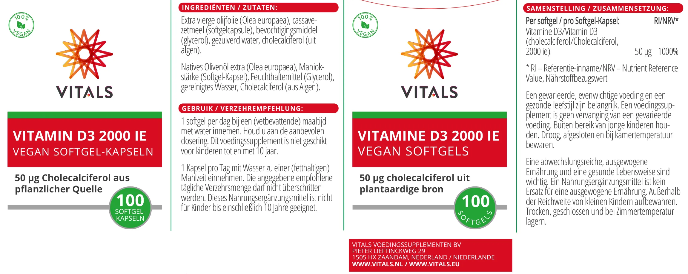 Vitals Vitamine D3 2000 ie Vegan (100 softgels - image 3