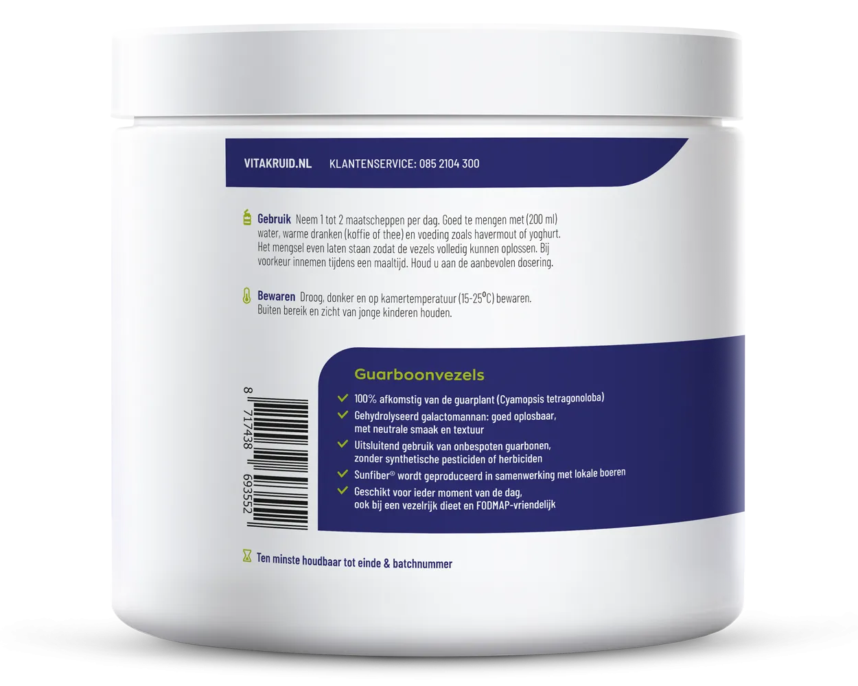 Vitakruid Sunfiber Guarboonvezel Prebiotica  (450 gr)