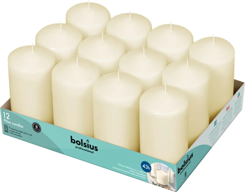 Bolsius Horeca Stompkaarsen 13/7 Ivoor (12 stuks)