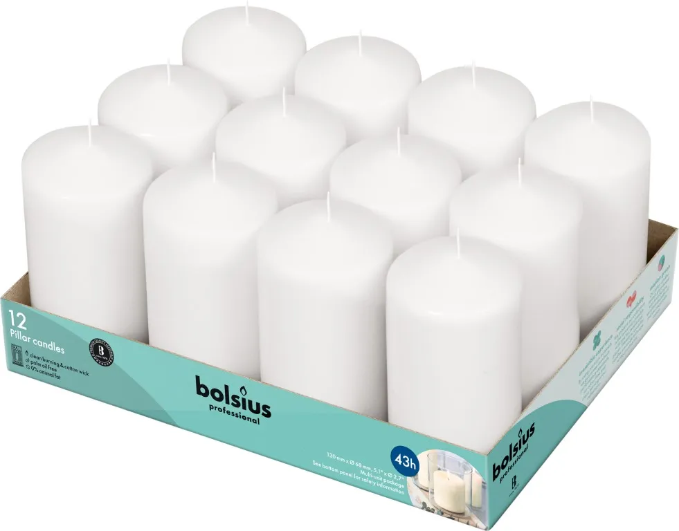 Bolsius Horeca Stompkaarsen 13/7 Wit (12 stuks)