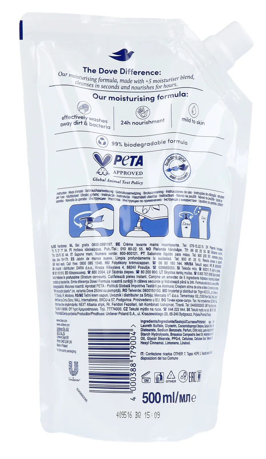 Dove Caring Handwash 2x Refill Pack (500 ml)