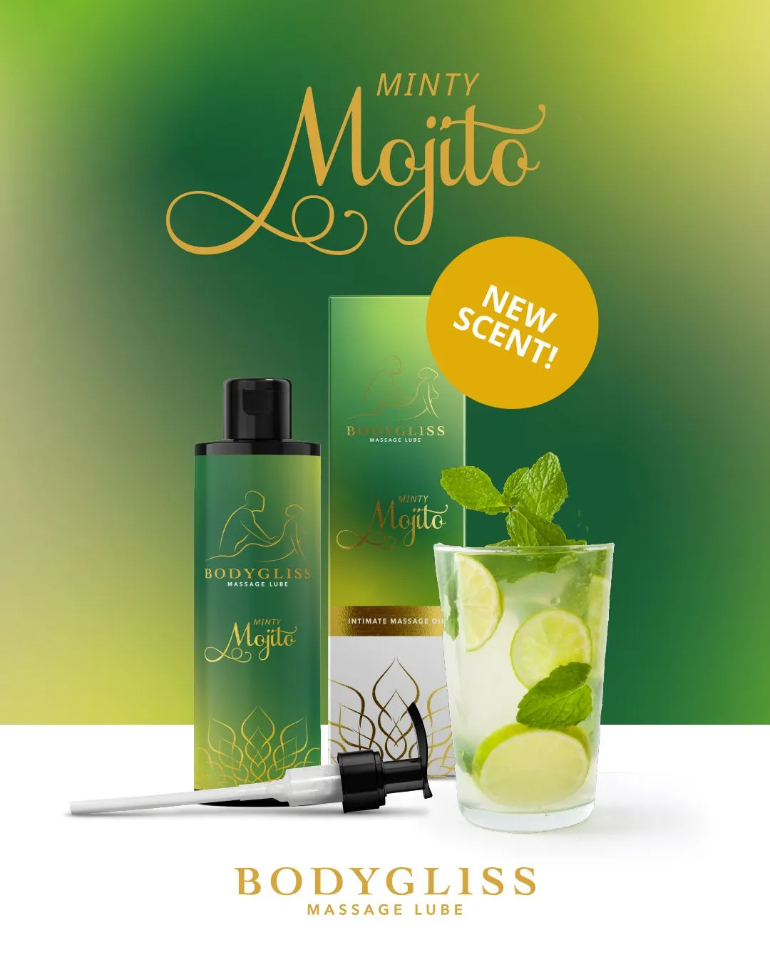 Bodygliss Massage Olie/glijmiddel Minty Mojito (150 ml)