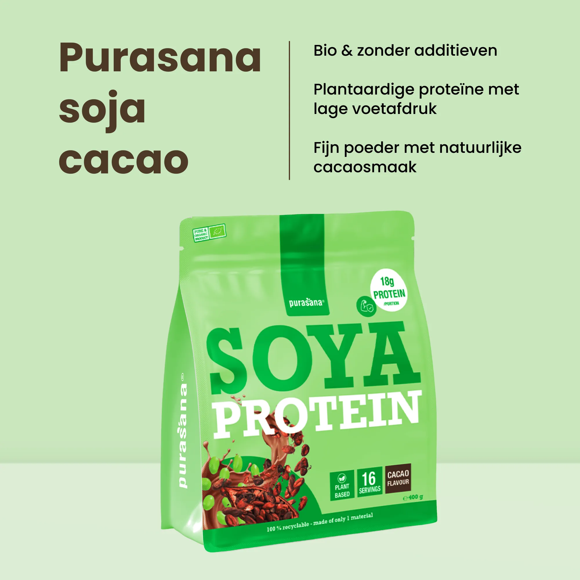 Purasana Plant Protein Soja Cacao Bio (400 gr) - image 8