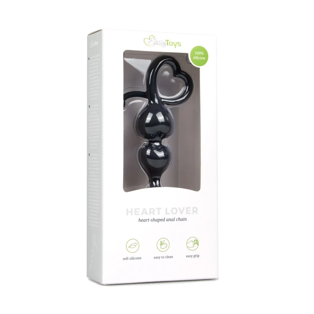 Easytoys Anal Collection - Anal Beads Heart Handle Zwart (1 stuk)