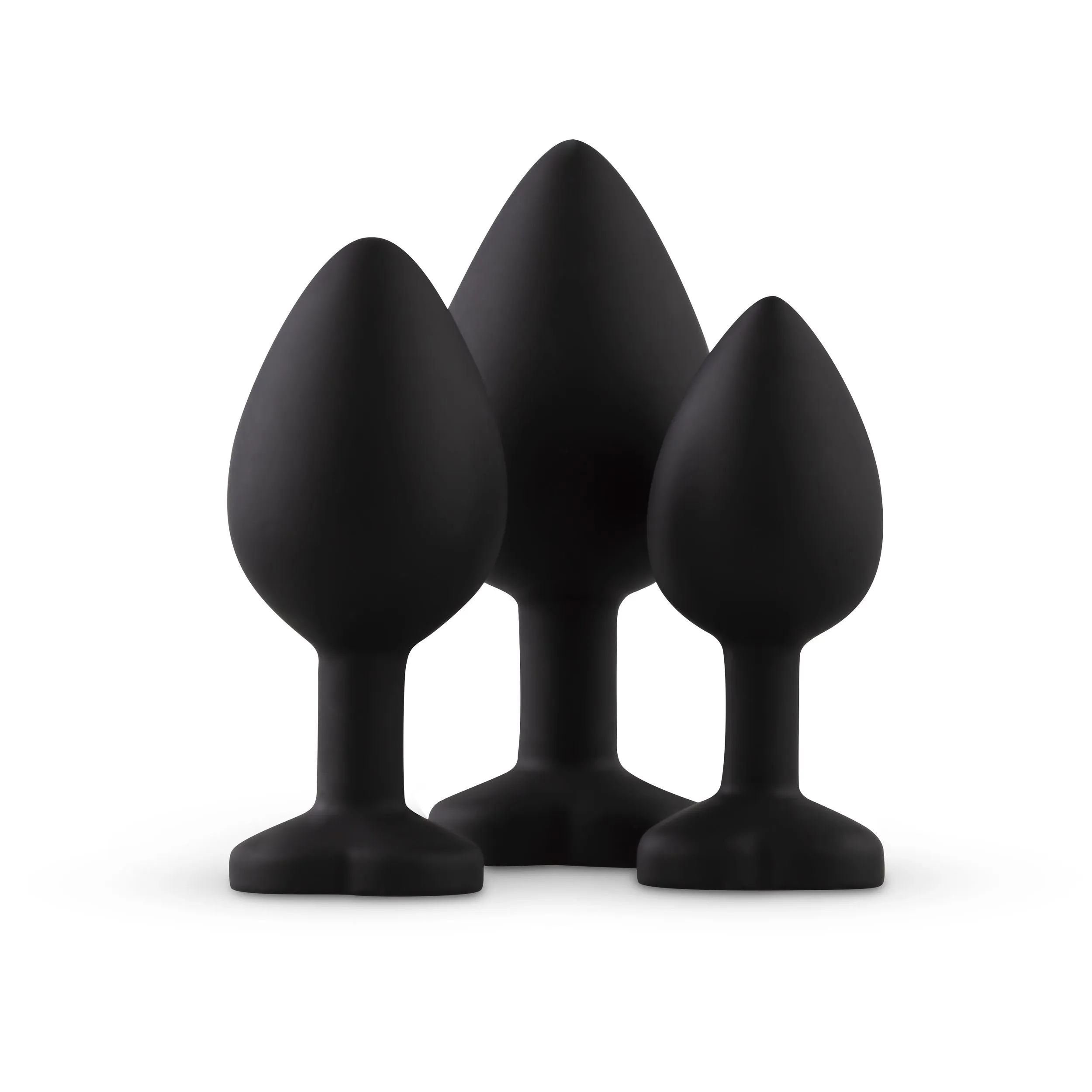 Easytoys Anal Collection - Silicone Buttplug Set with Heart Diamond Zwart (1 stuk)