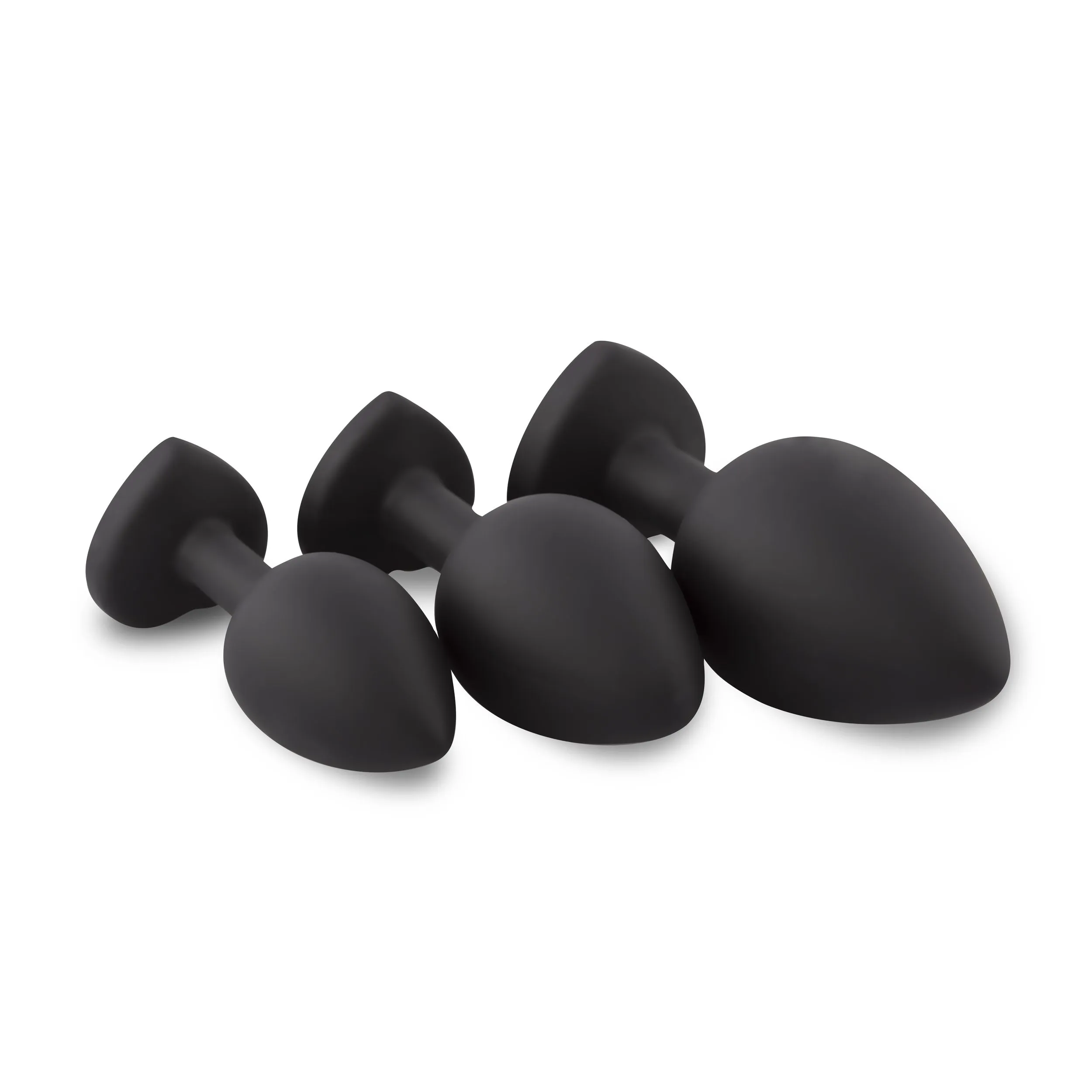 Easytoys Anal Collection - Silicone Buttplug Set with Heart Diamond Zwart (1 stuk) - image 2