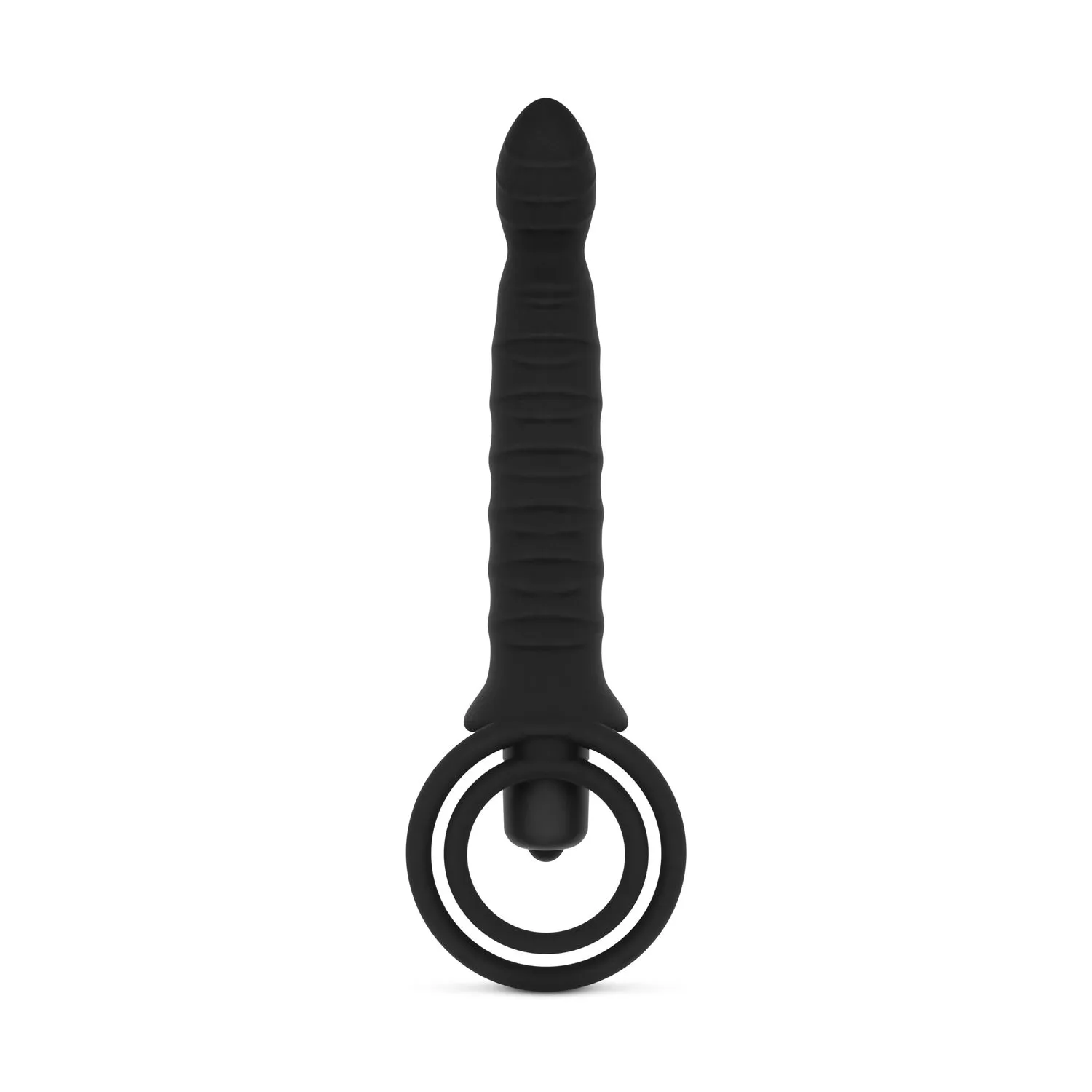 Easytoys Fetish Collection - Cockring with Vibrating Dildo with Bullet Zwart (1 stuk)