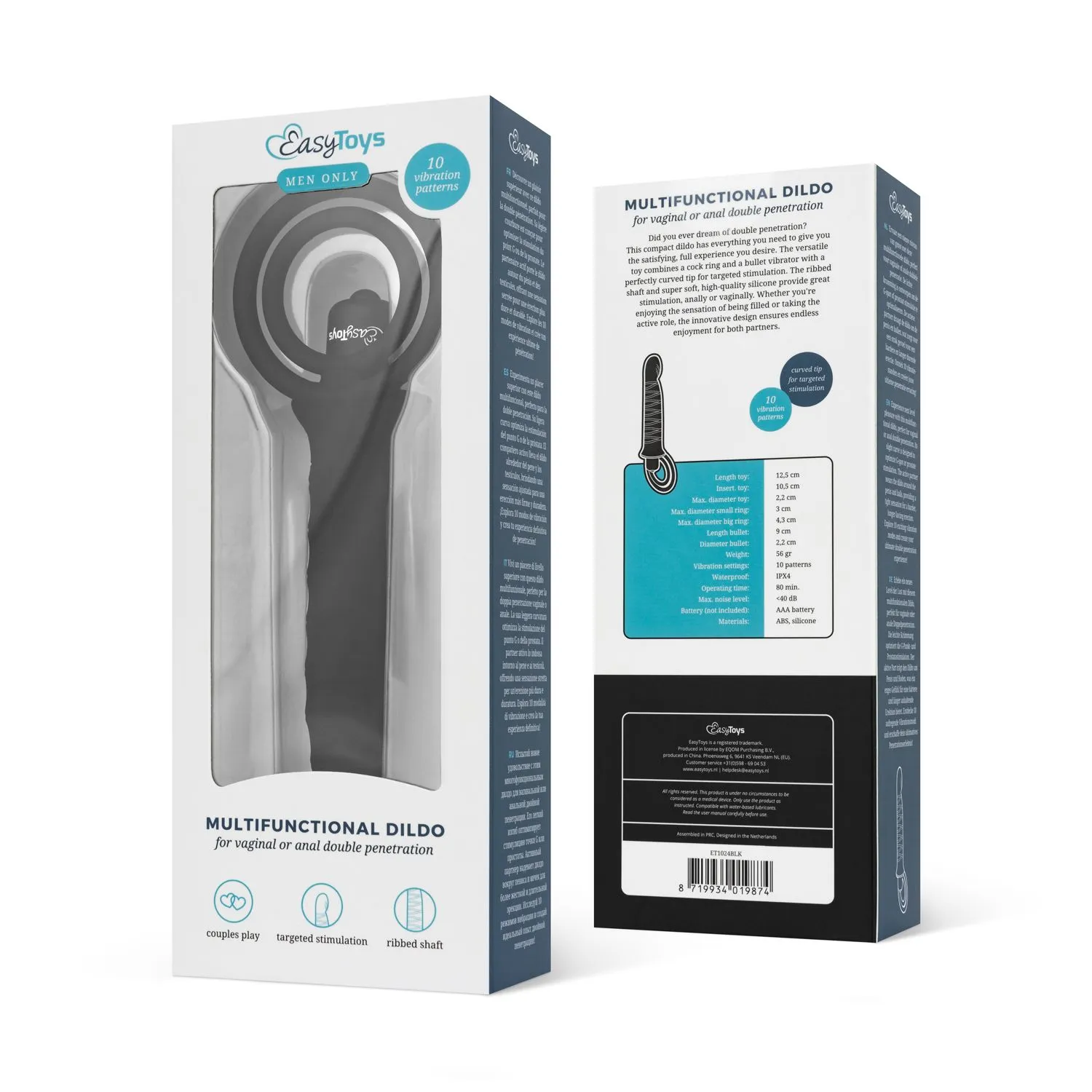 Easytoys Fetish Collection - Cockring with Vibrating Dildo with Bullet Zwart (1 stuk) - image 6