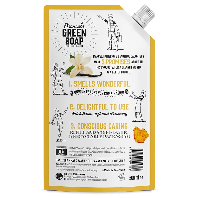 Marcel's Green Soap Handzeep Vanille & Amber Navulling (500 ml)