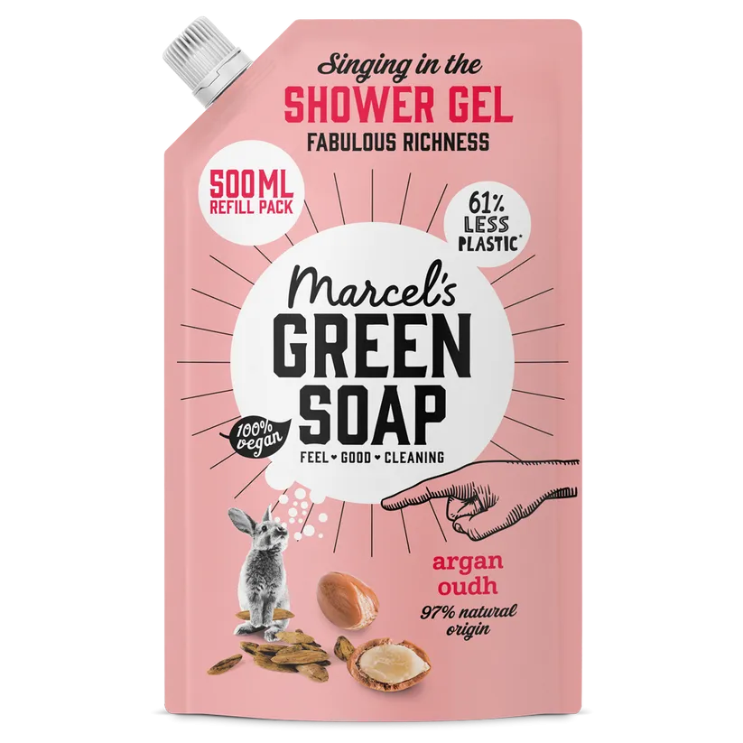 Marcel's Green Soap Shower Gel Argan & Oudh Navulling (500 ml)