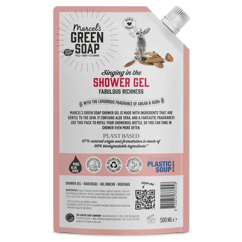 Marcel's Green Soap Shower Gel Argan & Oudh Navulling (500 ml) - image 3