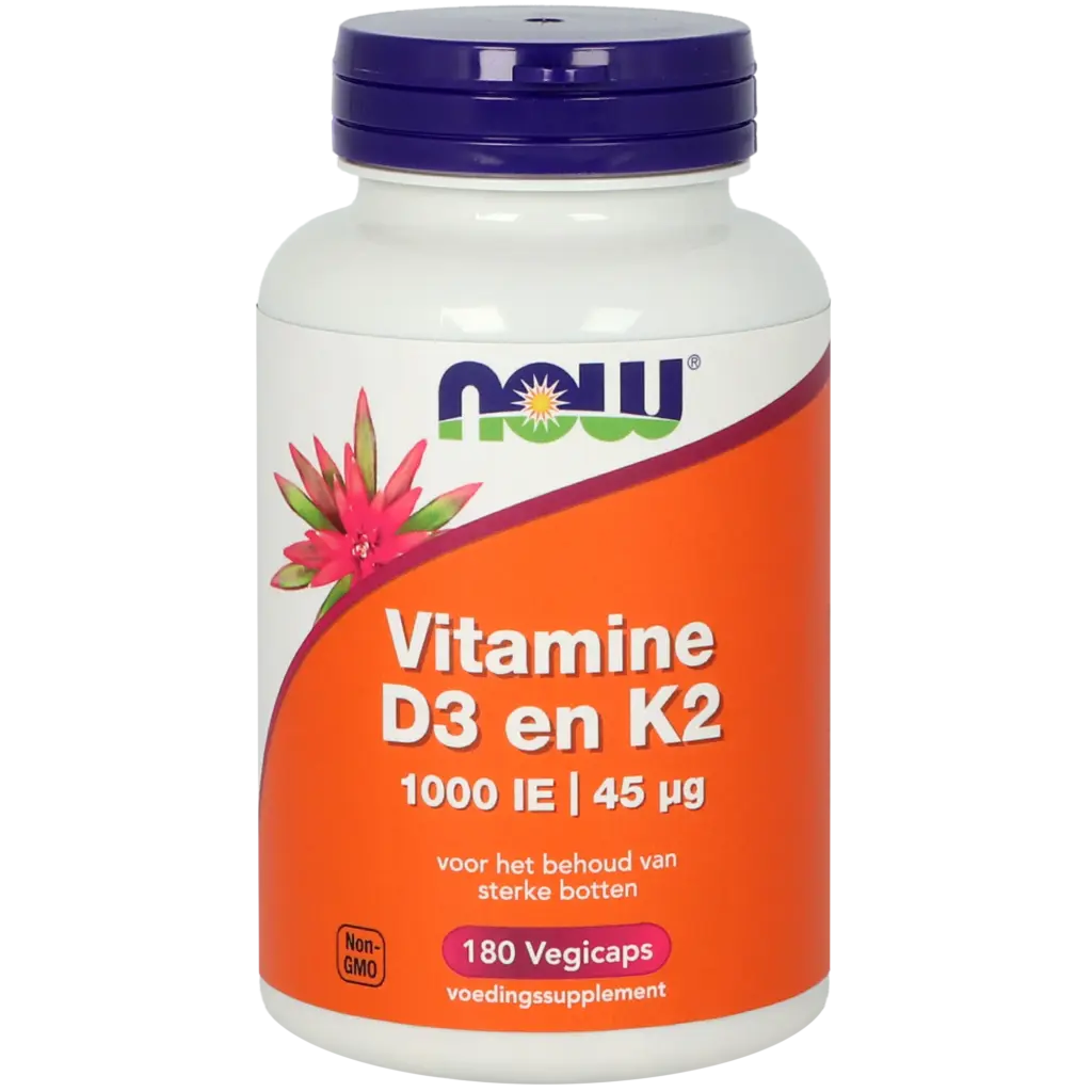 NOW Vitamine D3 en K2 - 1000 IE 45 mcg (180 vega capsules)