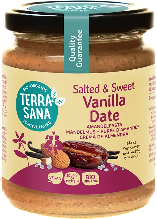 Terrasana Amandelpasta Salted & Sweet Vanille Dadel (250 gr)