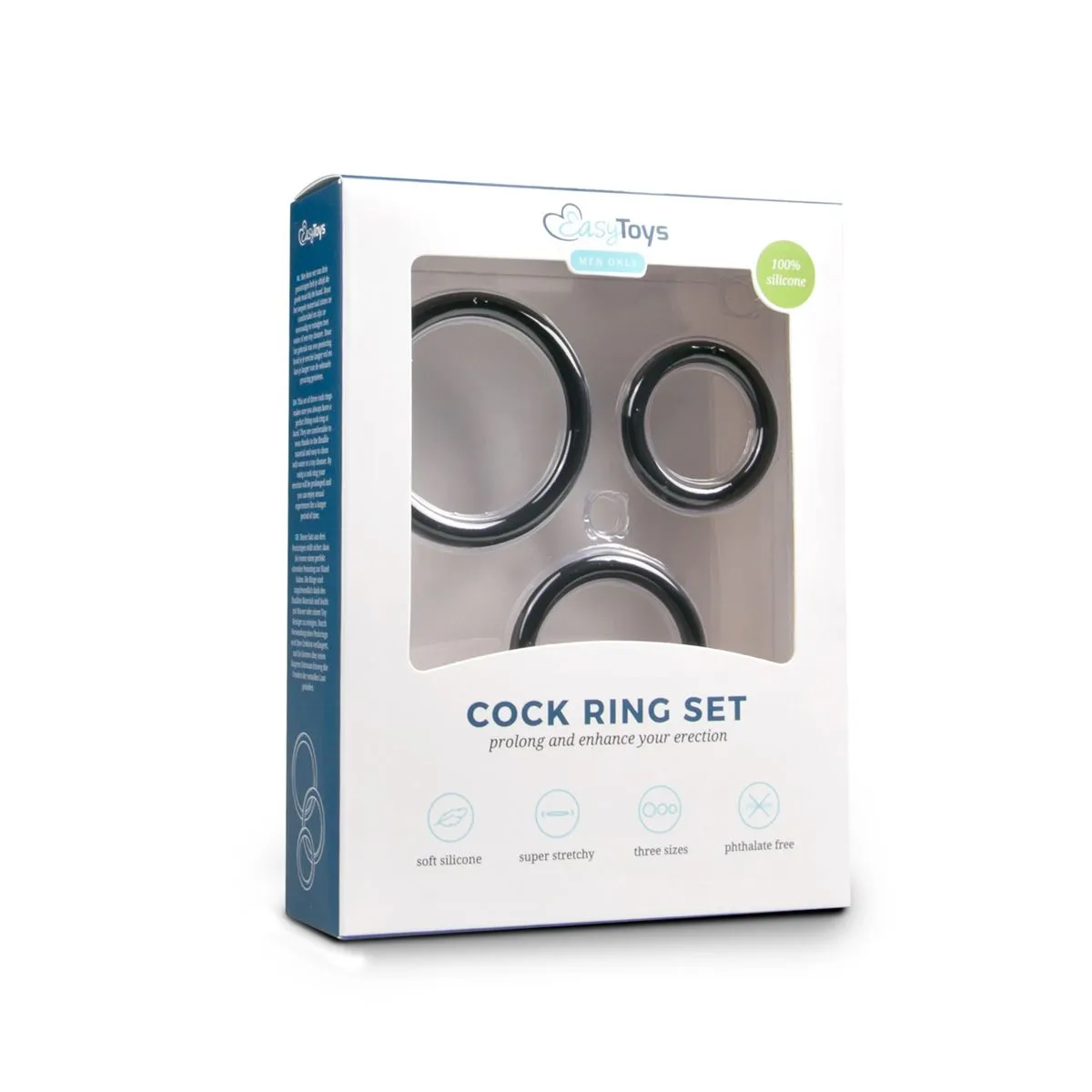 Easytoys Men Only Cockring set - drie maten - zwart (1 stuk)