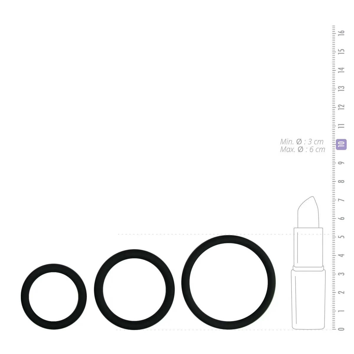 Easytoys Men Only Cockring set - drie maten - zwart (1 stuk) - image 2