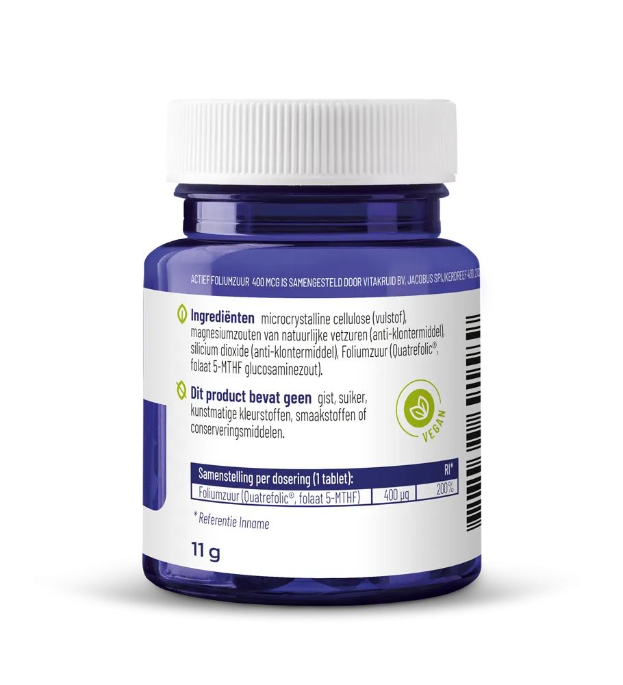 Vitakruid Actief Foliumzuur Quatrefolic® 5-MTHF 400 mcg (90 tabletten)