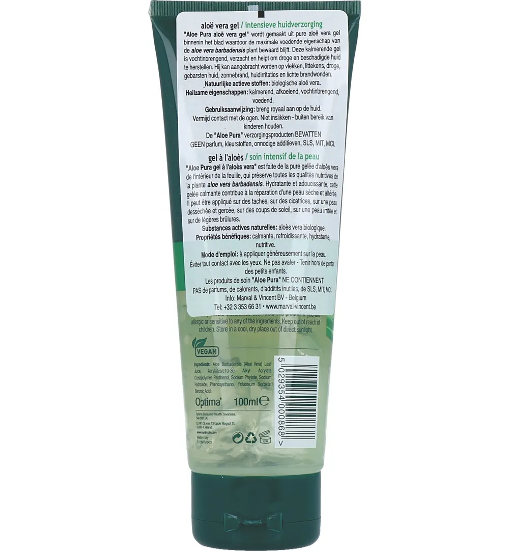Optima Aloe pura aloe vera gel organic original (100 ml)