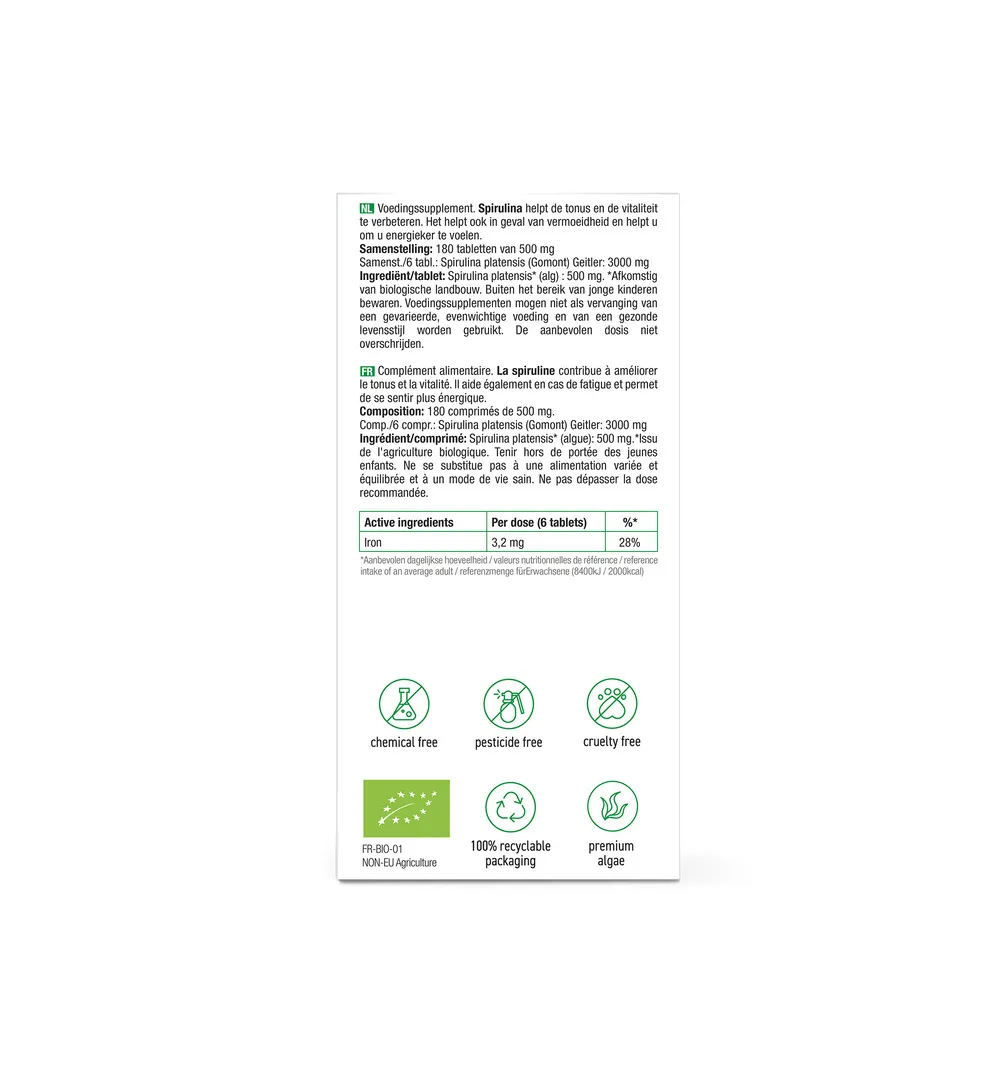 Purasana Spirulina Vegan Bio (180 tabletten) - image 2