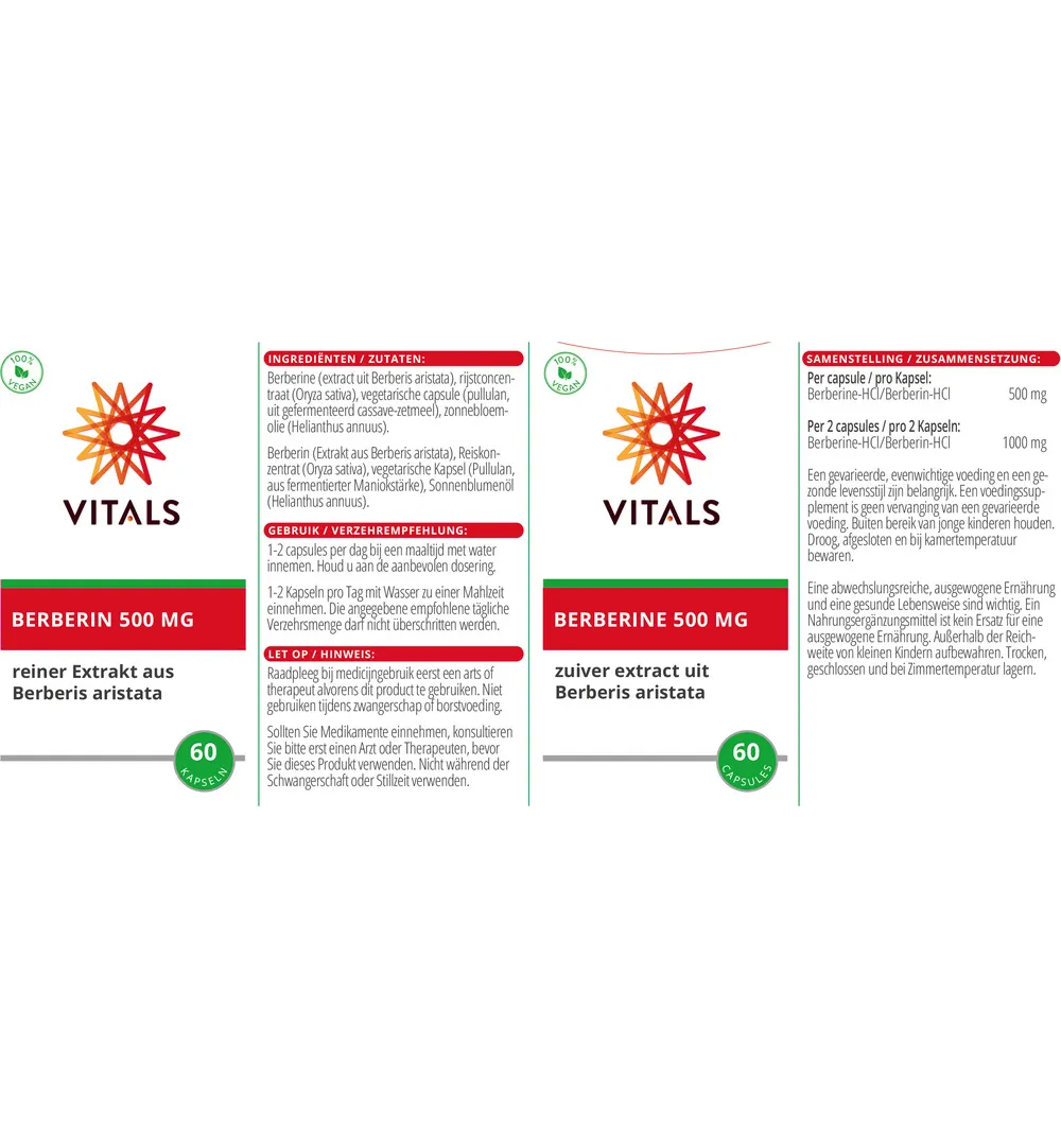 Vitals Berberine 500 mg (60 capsules) - image 3