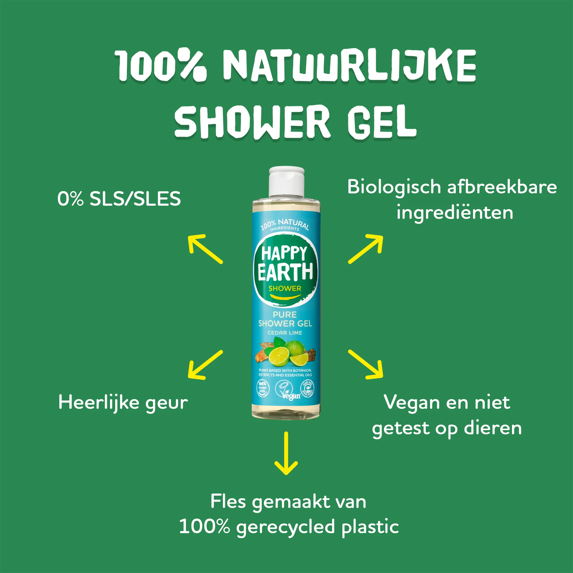 Happy Earth Pure showergel cedar lime (300 ml) - image 2