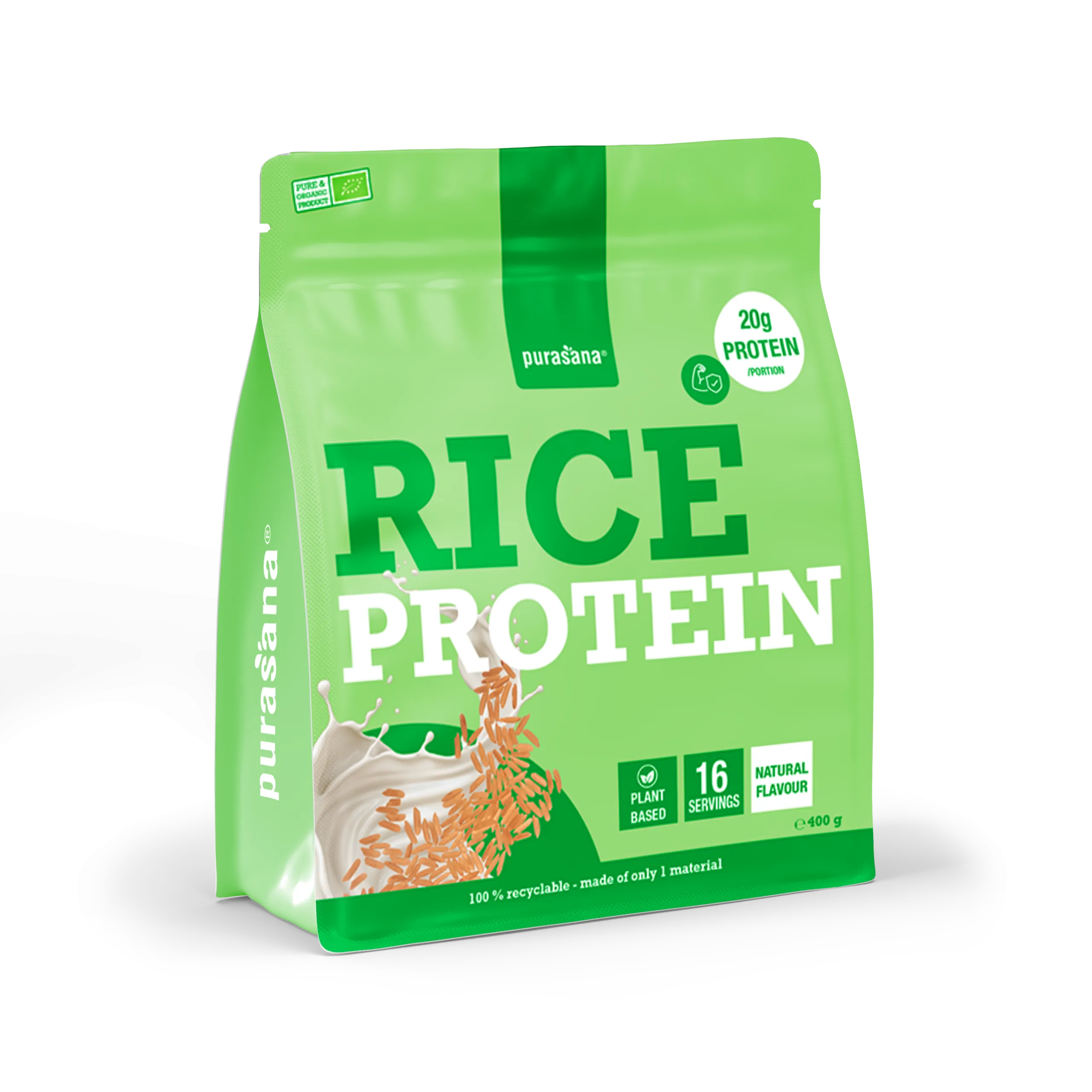 Purasana Plant Protein Rijst Natuurlijk Bio (400 gr) - image 2