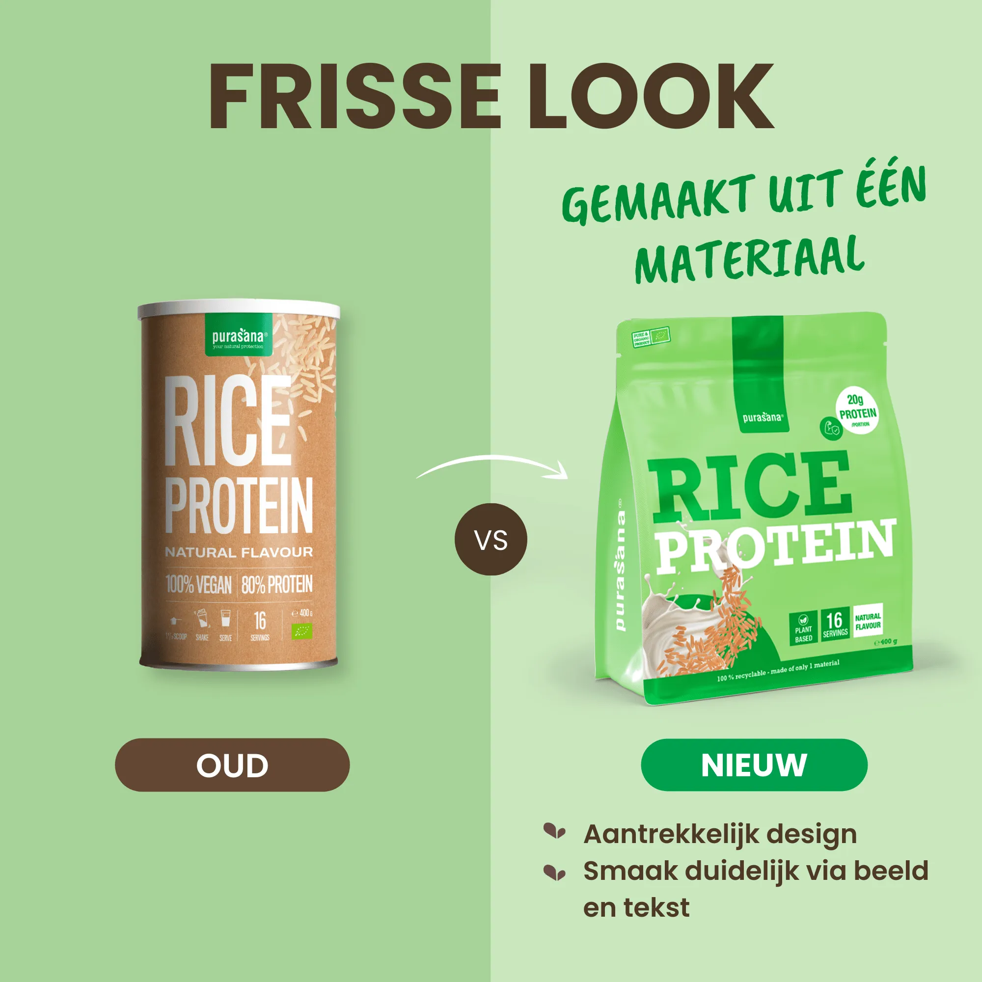 Purasana Plant Protein Rijst Natuurlijk Bio (400 gr) - image 4