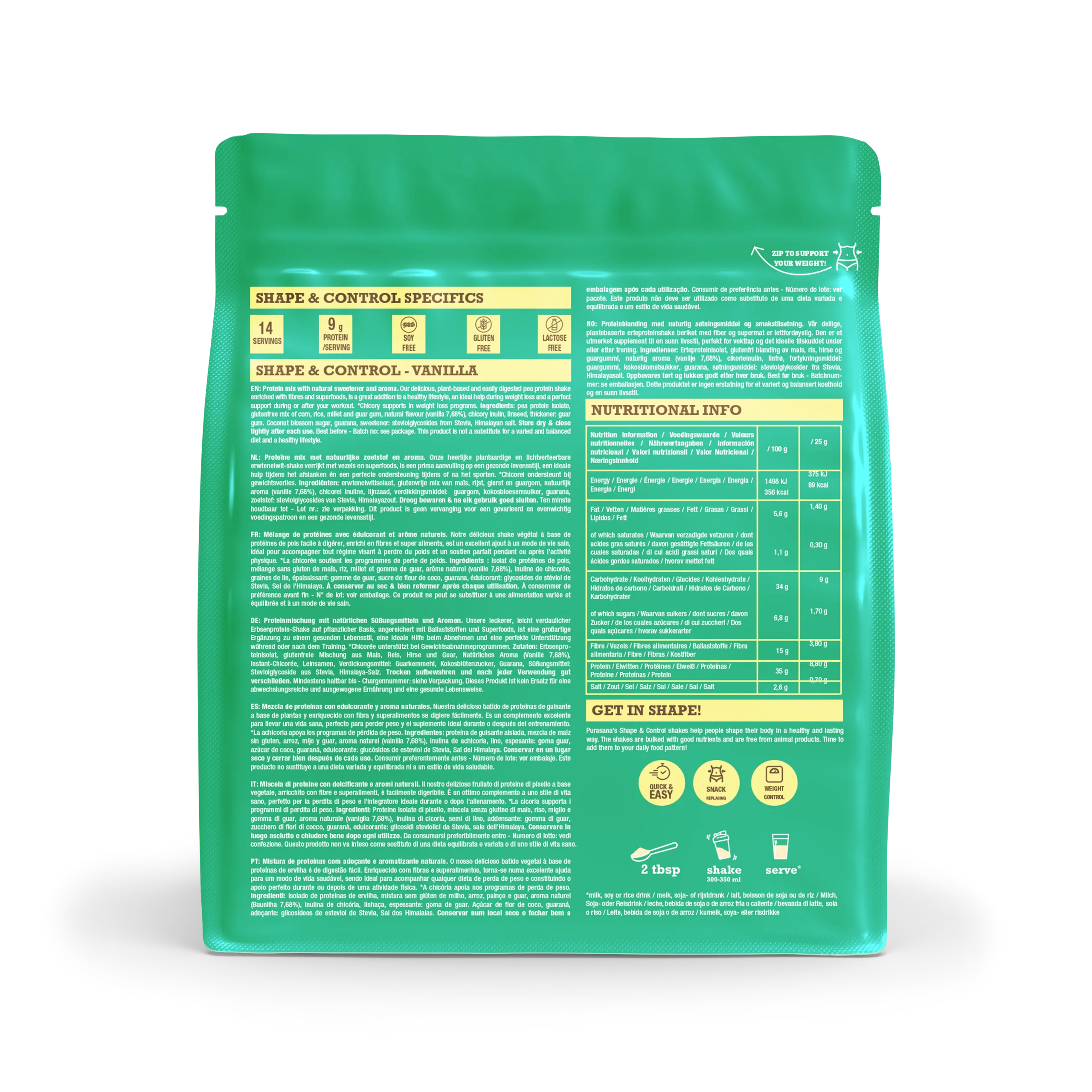 Purasana Shape & Control Plant Protein Vanille (350 gr)