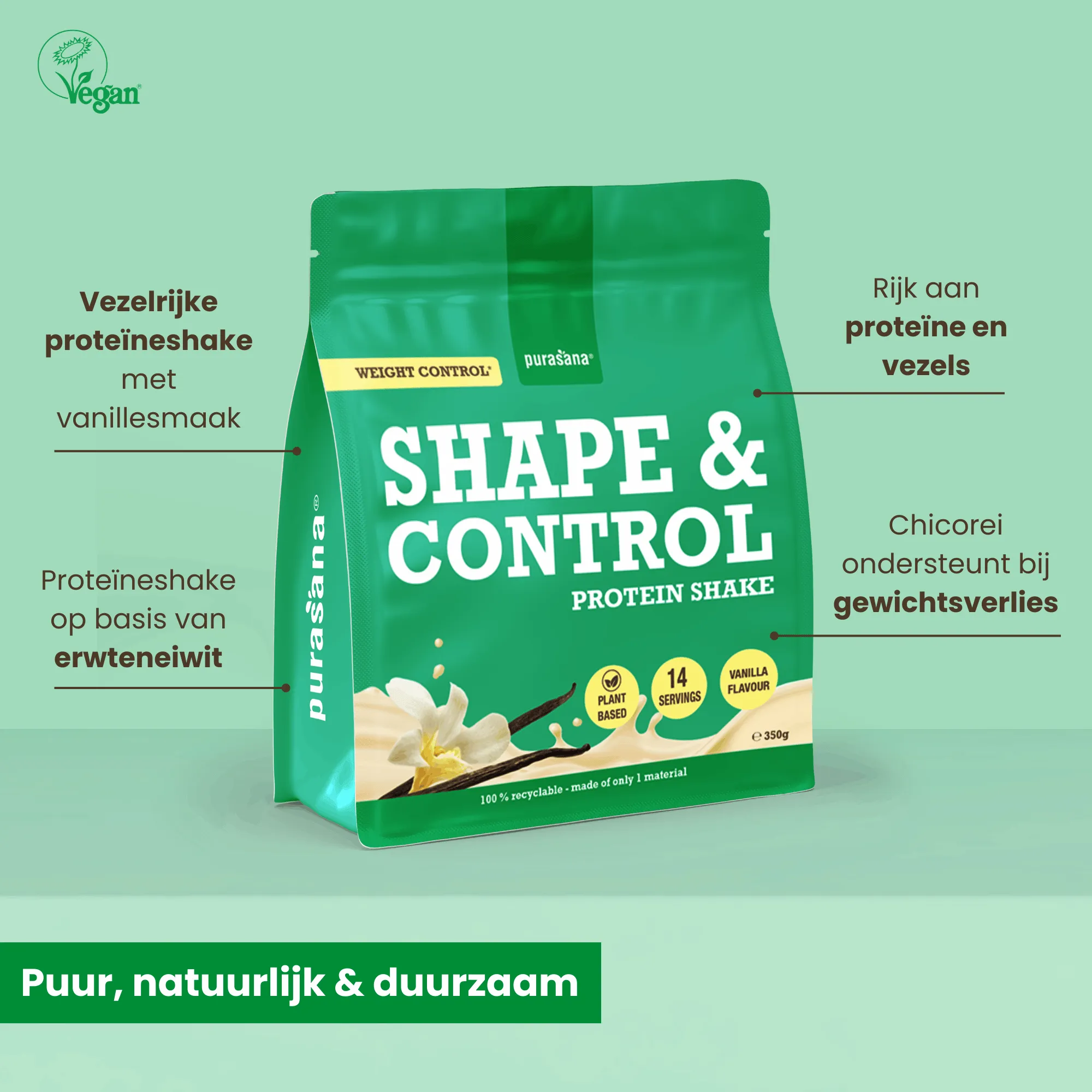 Purasana Shape & Control Plant Protein Vanille (350 gr) - image 3