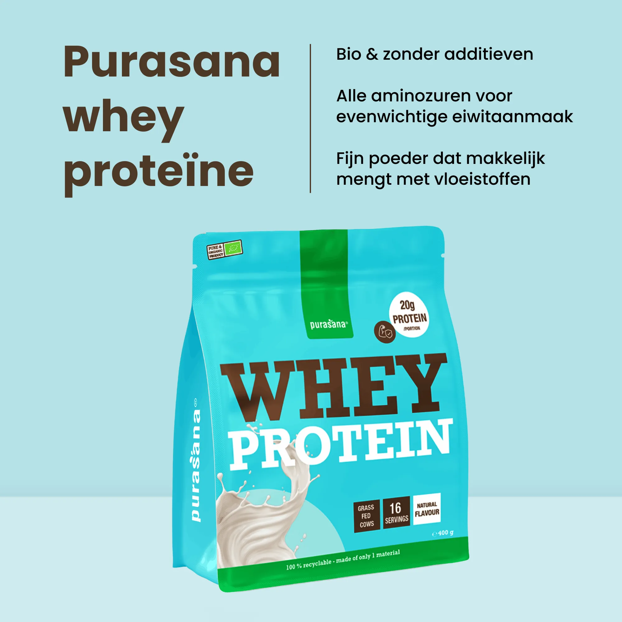 Purasana Whey Proteine Natuur Bio (400 gr) - image 8