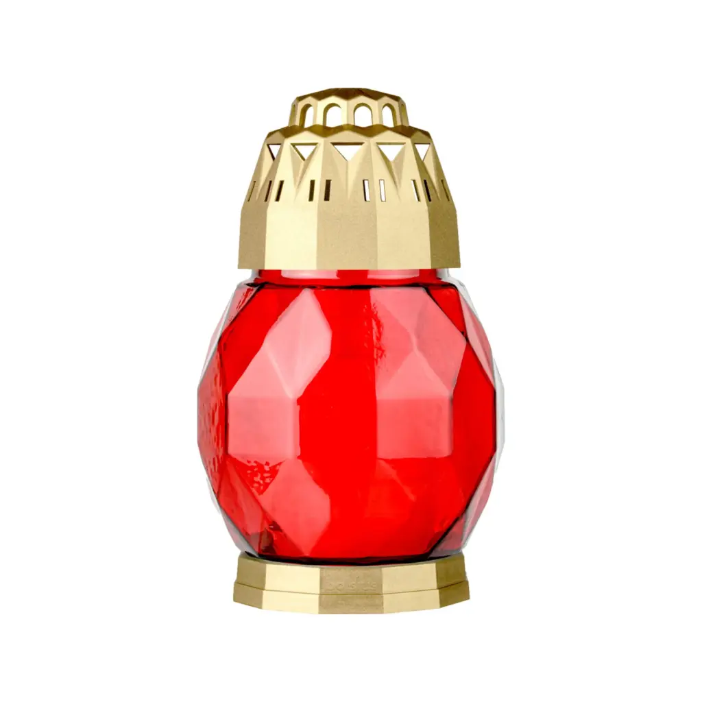 Bolsius Lantaarn 2D Diamant Rood + Goud (1 stuk)