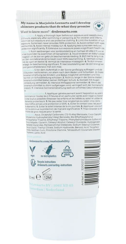 Drs Leenarts Sun Care SPF50 Normale Gevoelige Huid Parfumvrij (50 ml)