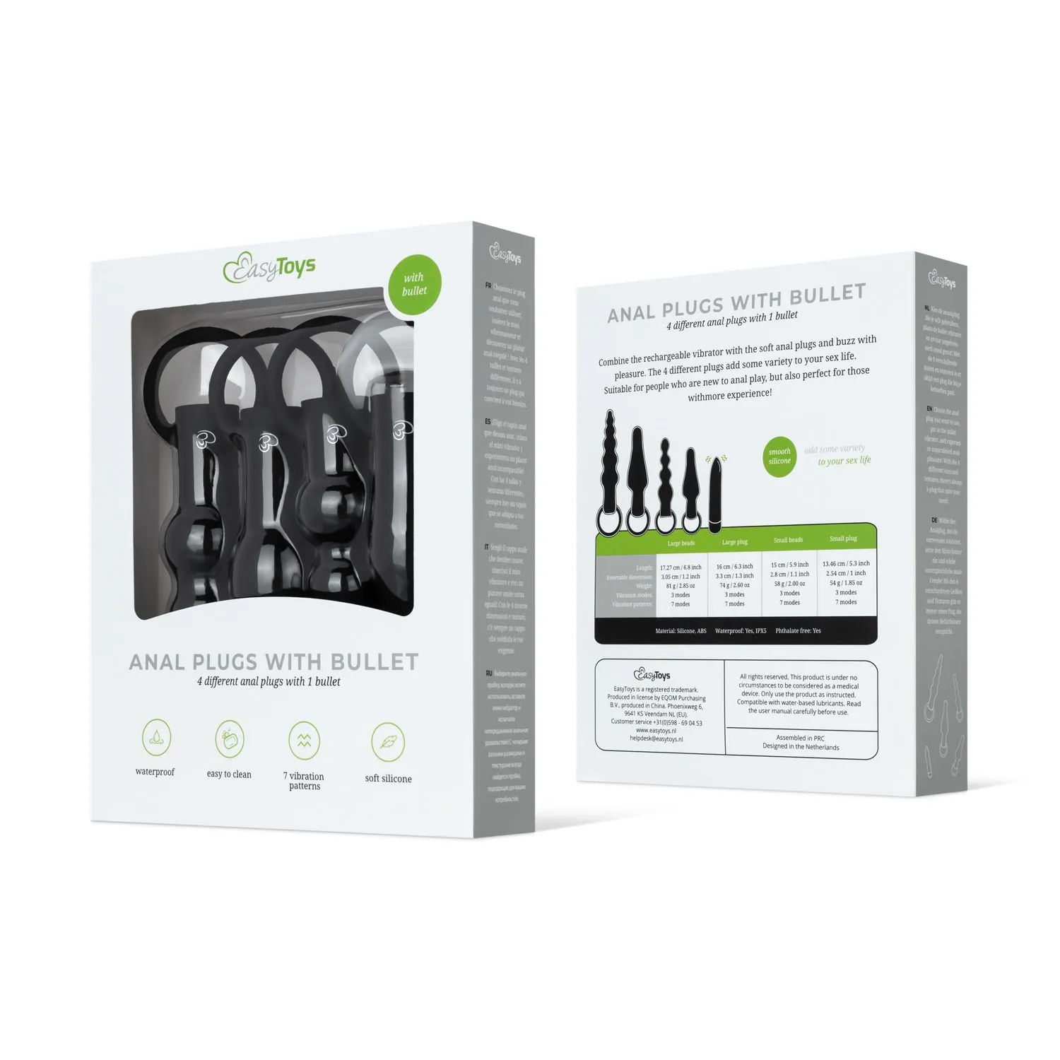 EasyToys - Anal Plugs with Bullet Zwart (1 stuk)