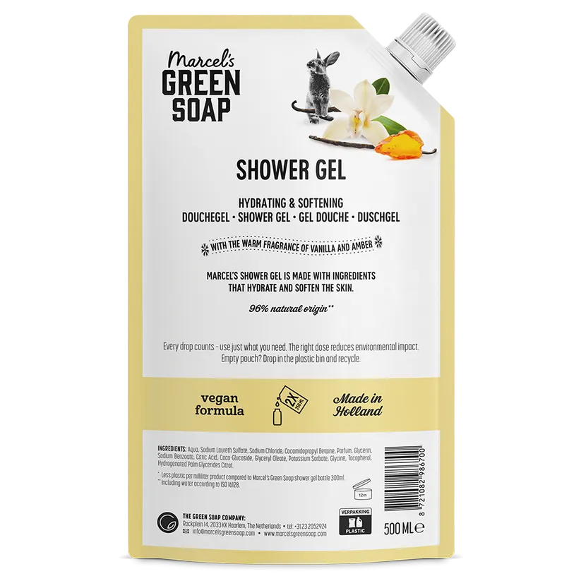 Marcel's Green Soap Shower Gel Vanilla & Amber Navulling (500 ml)
