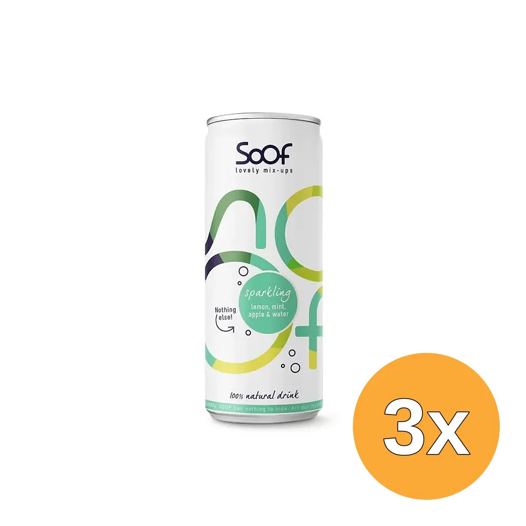 3x Soof Sparkling Citroen, Munt, Appel (250 ml)