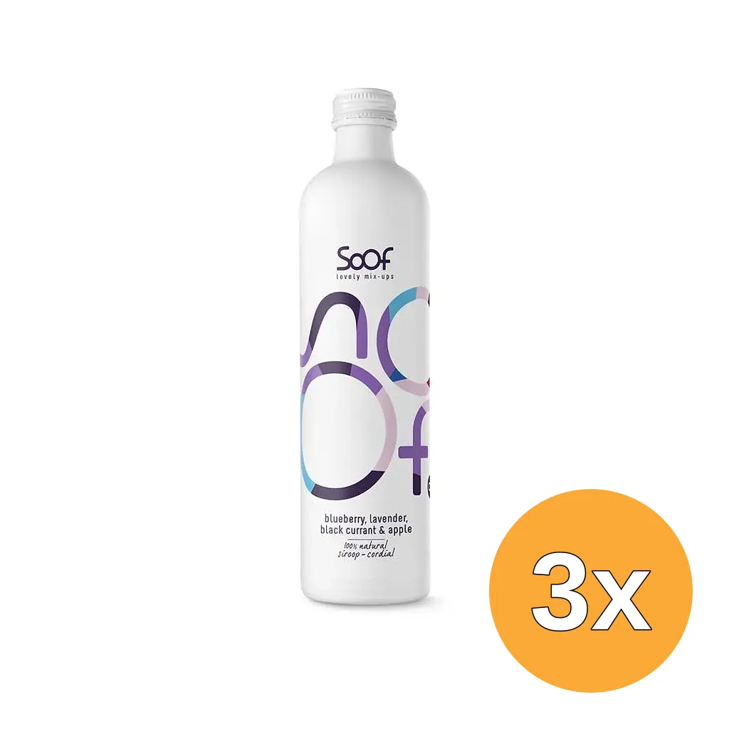 3x Soof Siroop Blauwe bes, Lavendel, Zwarte Bes & Appel (340 ml)