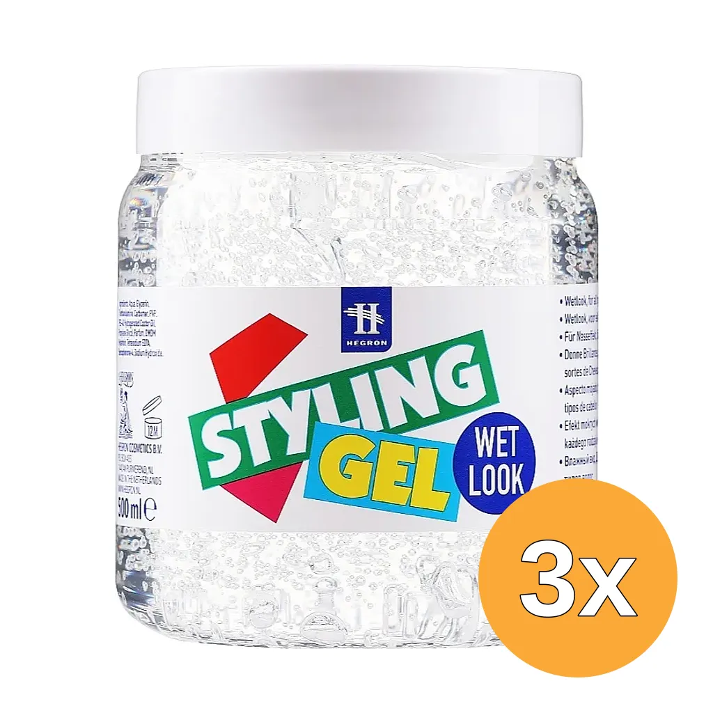 3x Hegron Styling Gel Wet Look (500 ml)