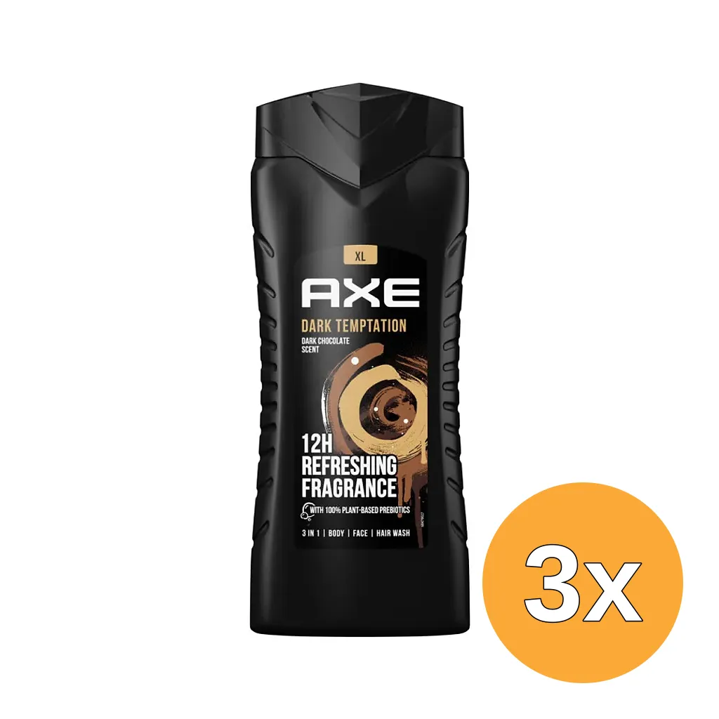 3x Axe Showergel Dark Temptation 3 in 1 (400 ml)