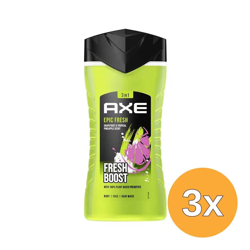 3x Axe Showergel Epic Fresh (250 ml)