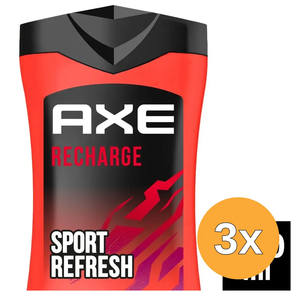 3x Axe Showergel 3In1 Recharge (250 ml)