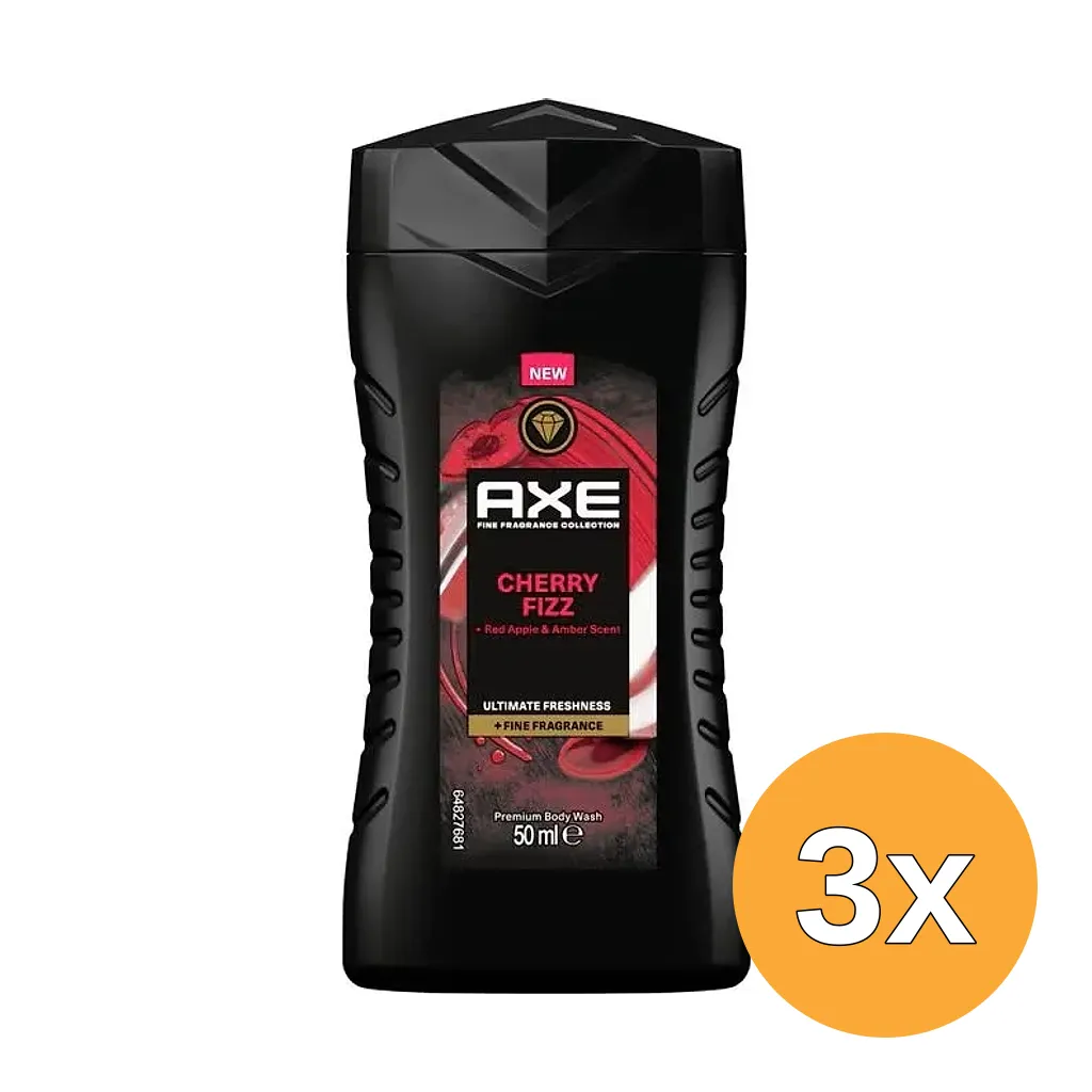 3x Mini Axe Douche Cherry Fizz (50 ml)