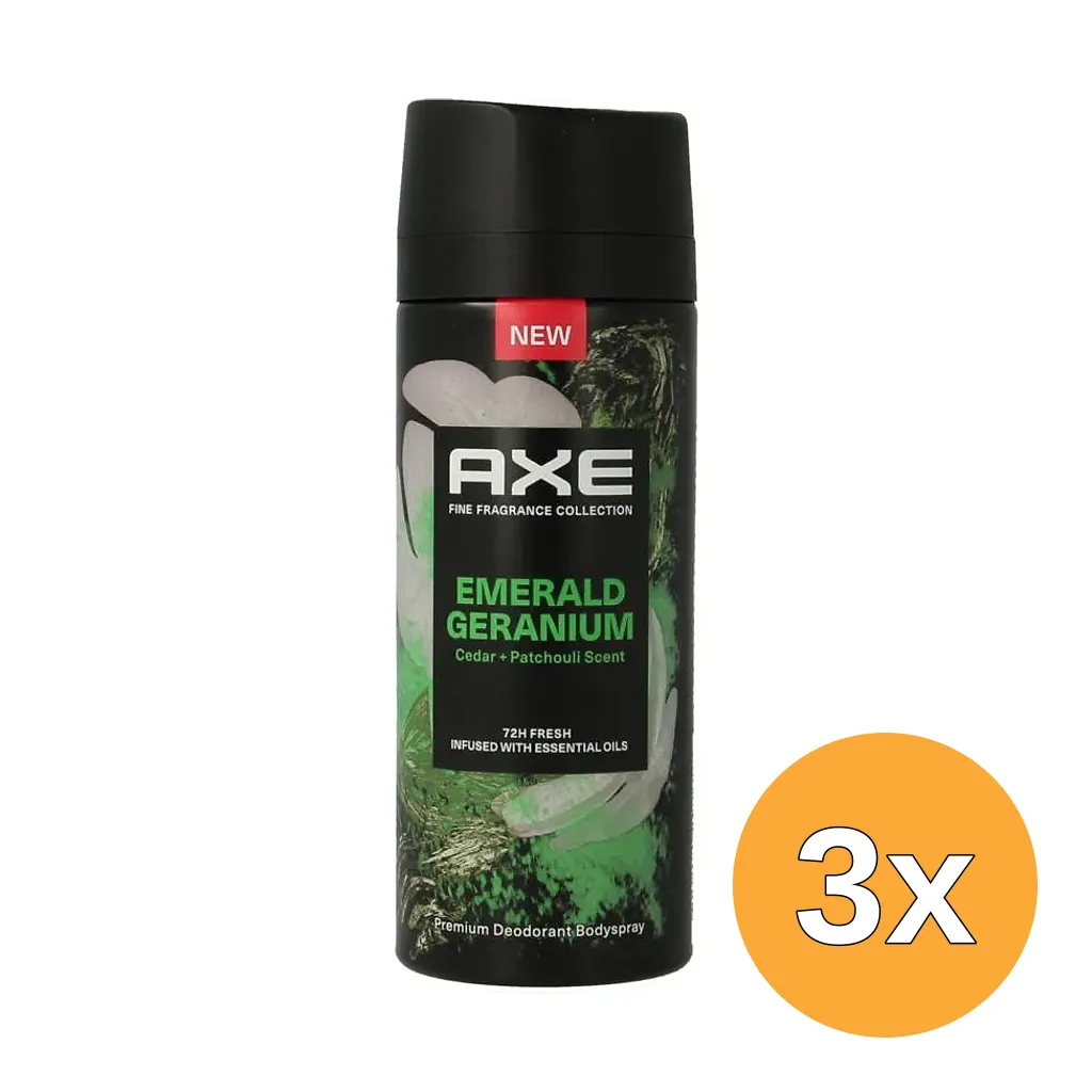 3x Axe Deodorant Bodyspray Kenobi Green Geranium (150 ml)