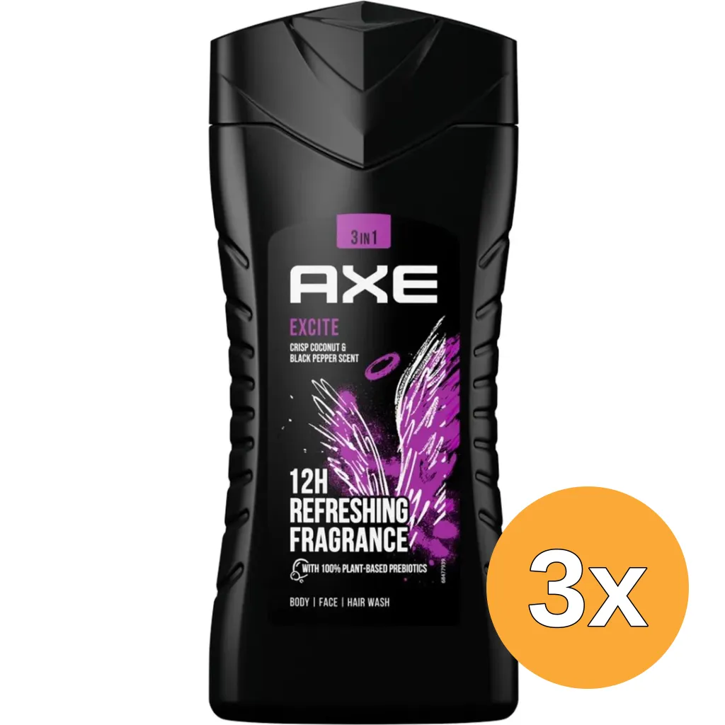 3x Axe Shower gel excite (250 ml)