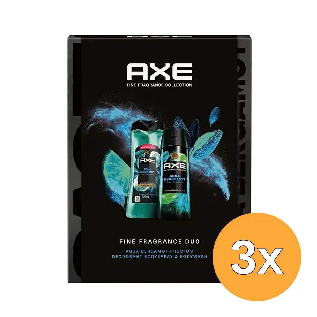 3x Axe Aqua Bergamot Douche + Deo (1 set)