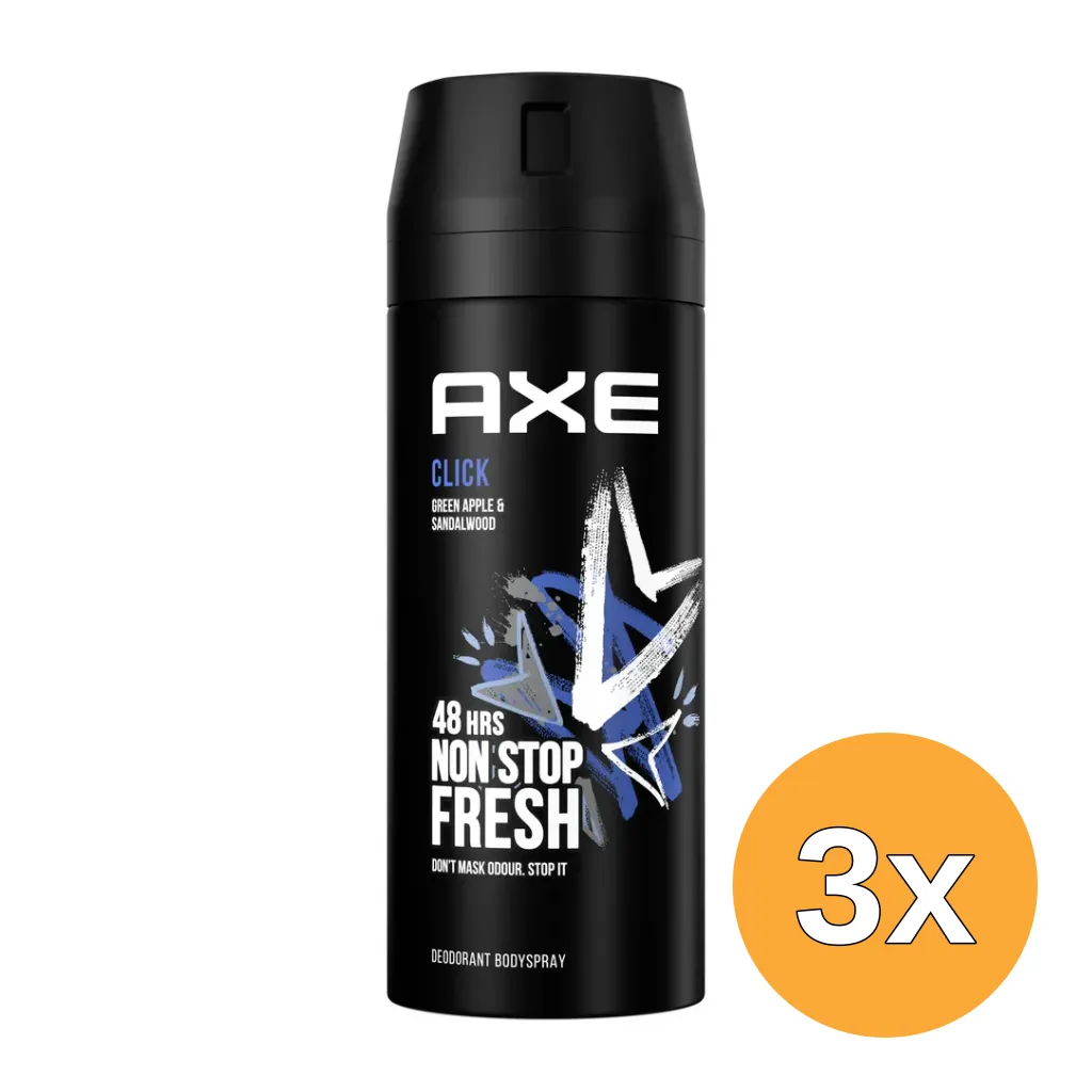 3x Axe Deodorant bodyspray click (150 ml)