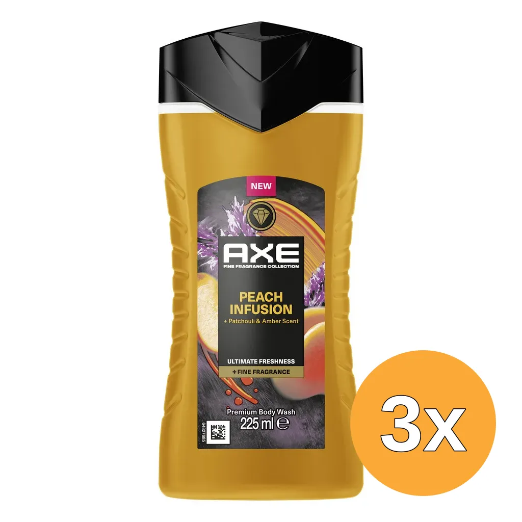 3x Axe Showergel Peach Infusion (225 ml)