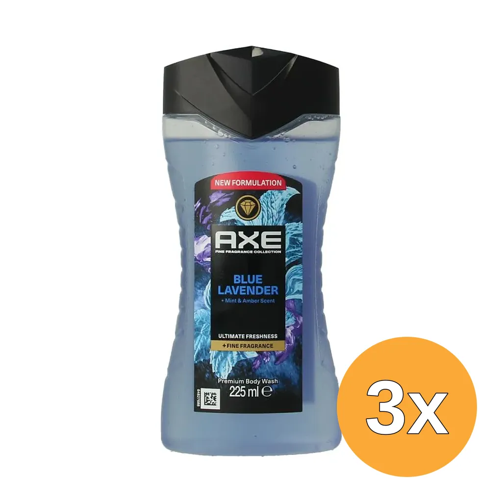 3x Axe Showergel Blue Lavender Bs (225 ml)