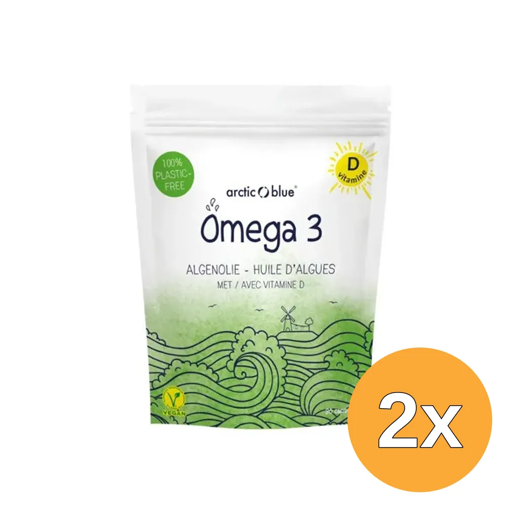 2x Arctic Blue Omega 3 Algenolie DHA met Vitamine D (90 capsules)