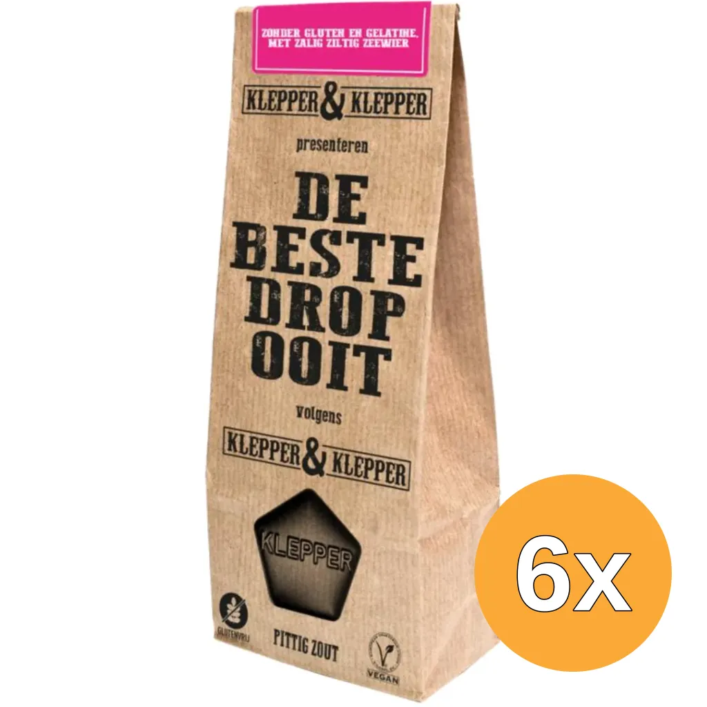 6x Klepper&Klepper De Beste Drop Ooit Pittig Zout (200 gr)