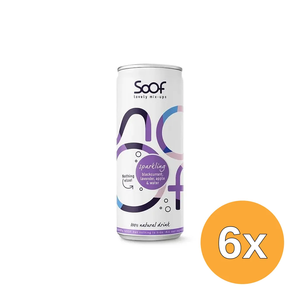 6x Soof Sparkling Zwarte Bes, Lavendel, Appel (250 ml)